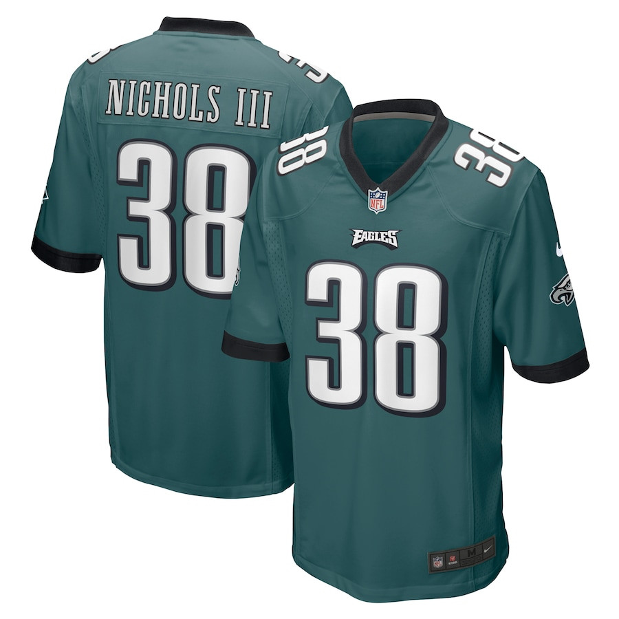 Lew Nichols III 38 Philadelphia Eagles Game Midnight Green NFL Jersey Men's