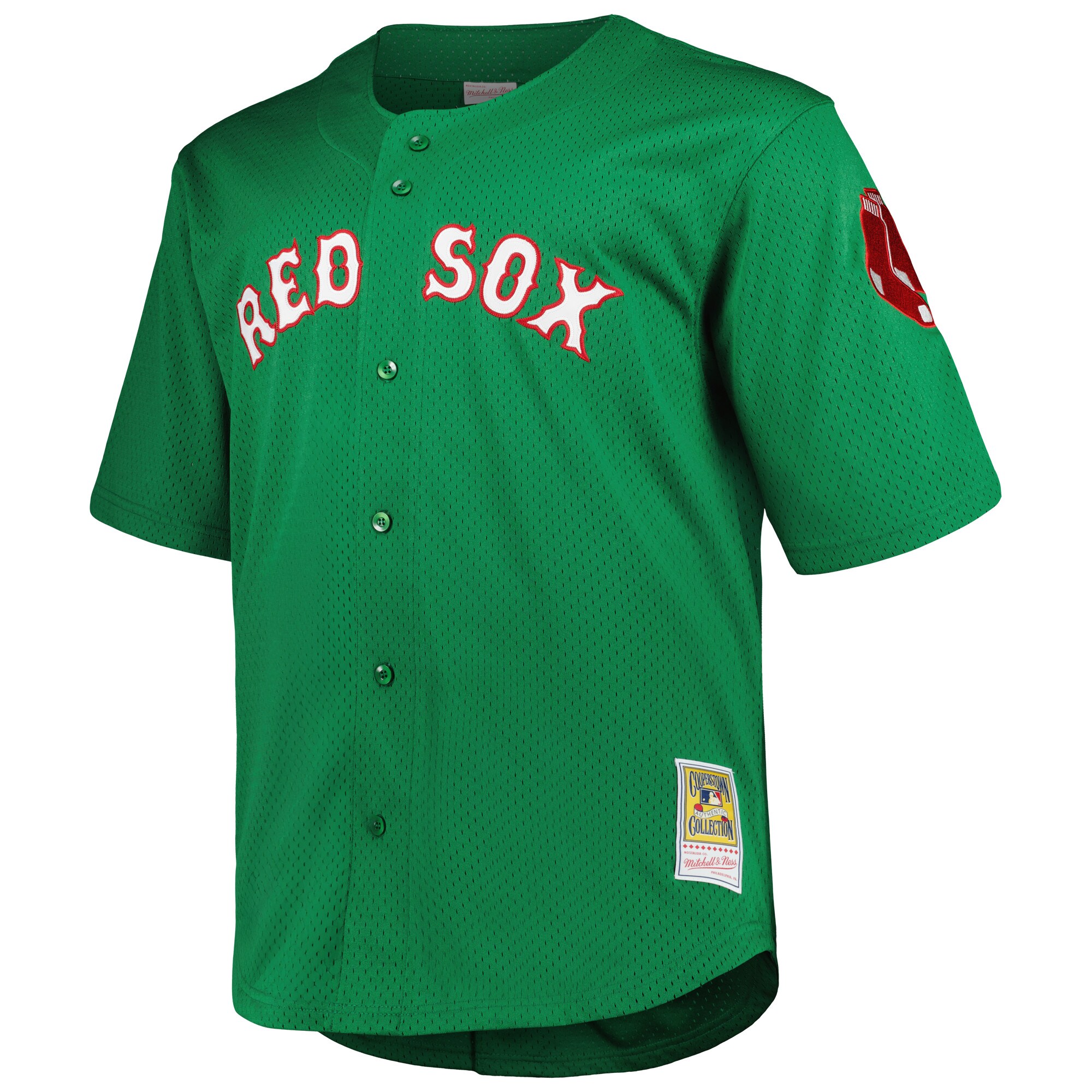 Boston Red Sox David Ortiz Mitchell Ness Kelly Green Big Tall Cooperstown Collection Mesh Batting Practice MLB Jersey Men's