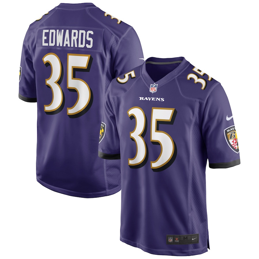 Gus Edwards 35 Baltimore Ravens Game Purple NFL Jersey Men's