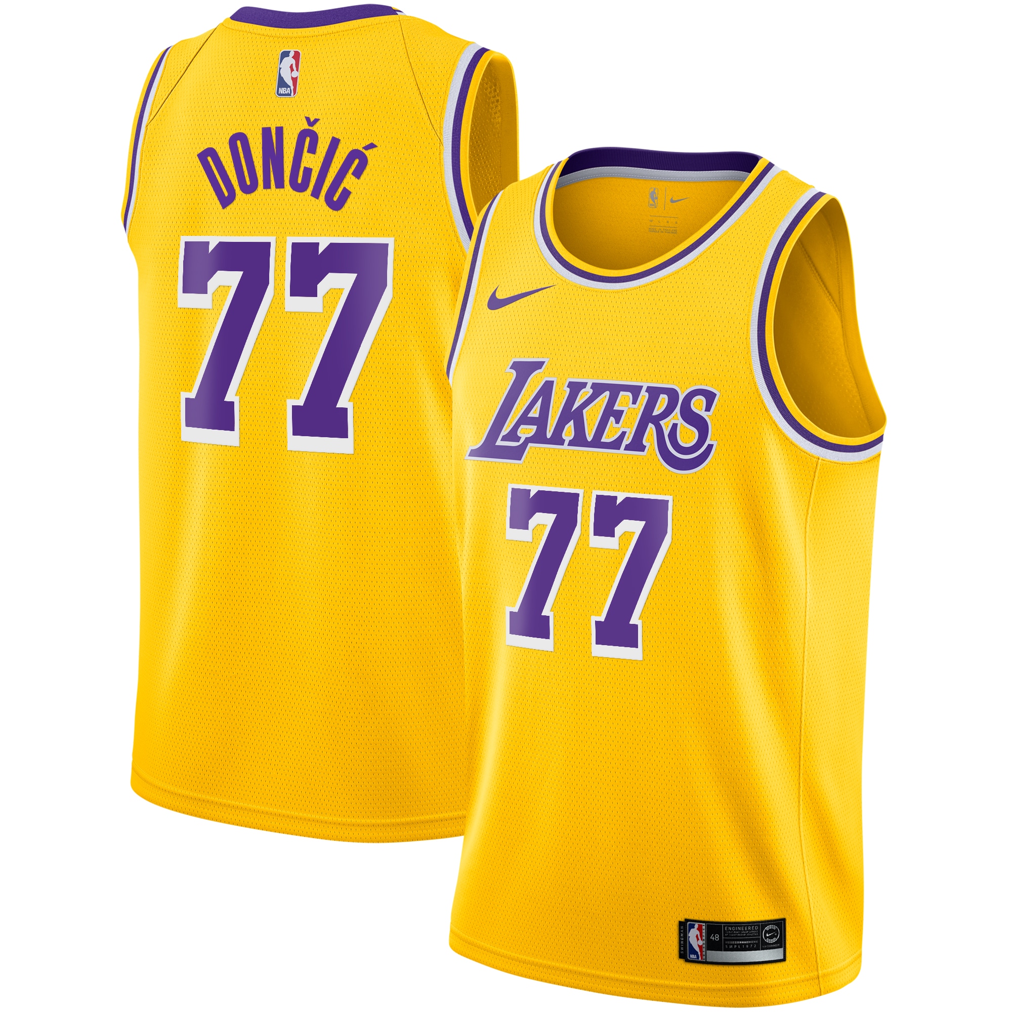 Los Angeles Lakers Icon Edition Swingman Gold Luka Don?i NBA Jersey Youth