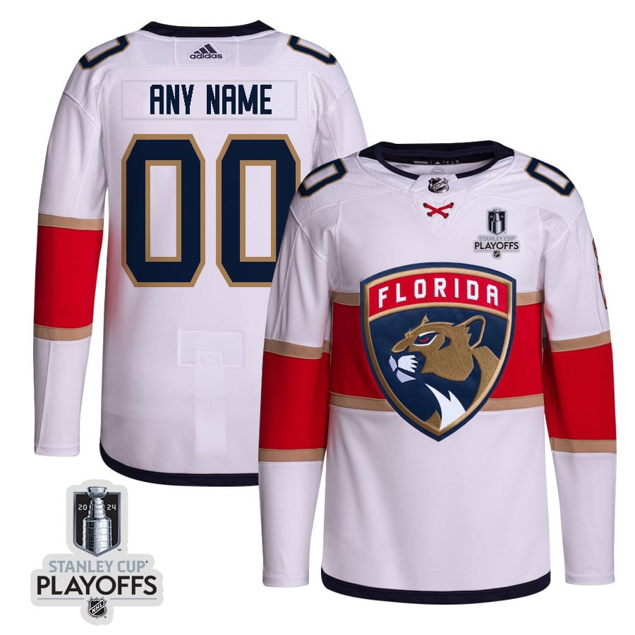 Florida Panthers 2024 Playoffs Patch Away Custom White NHL Jersey Men's
