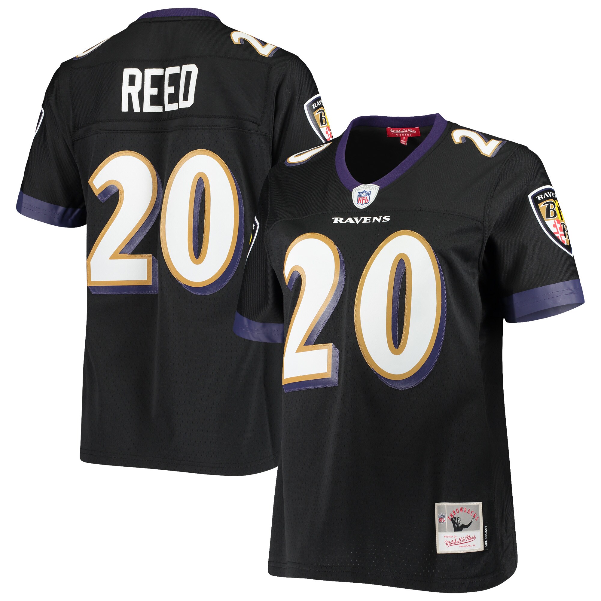 Baltimore Ravens Ed Reed Mitchell Ness Black Legacy Team NFL Jersey Women's