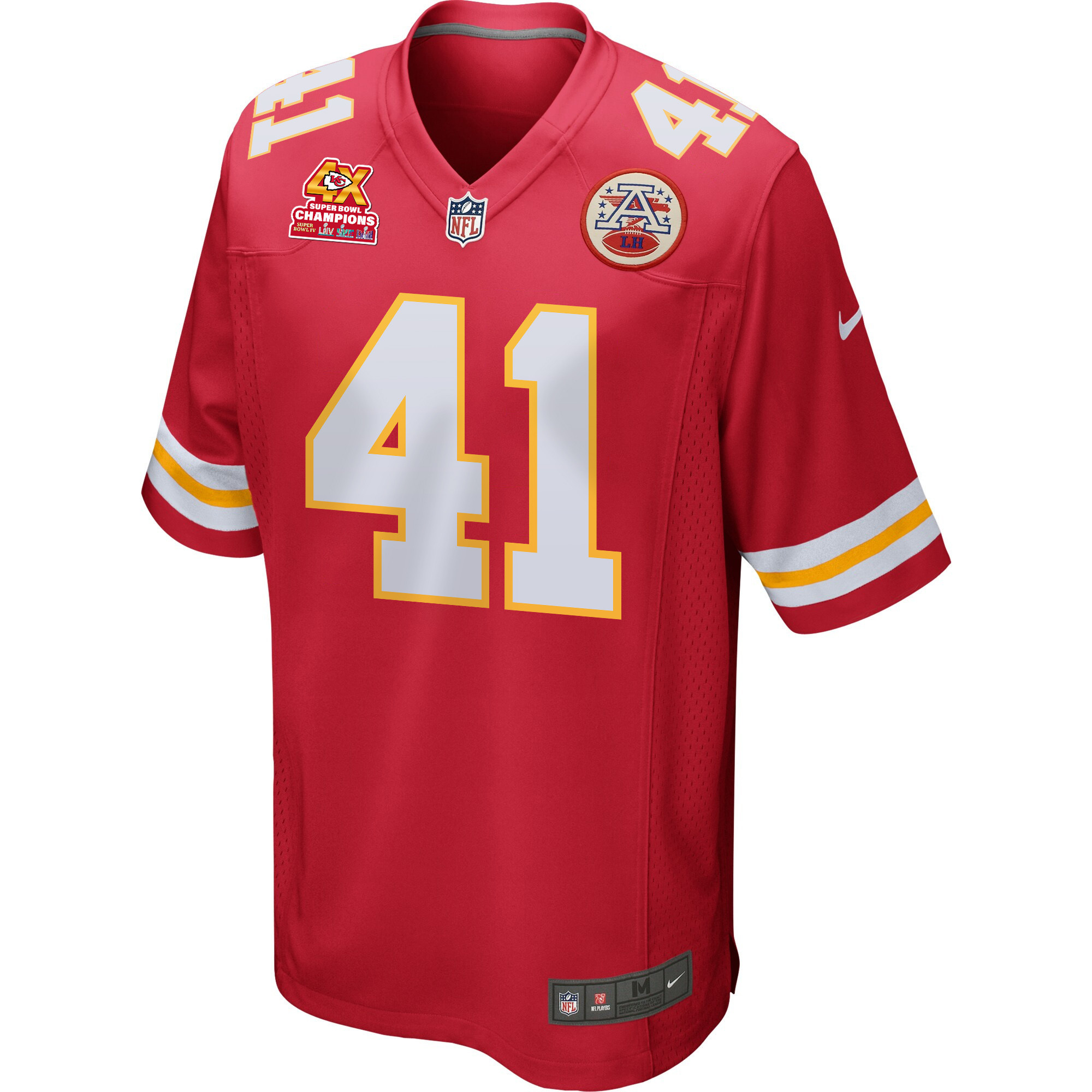 James Winchester 41 Kansas City Chiefs Super Bowl LVIII Champions 4X Game Red NFL Jersey Men's