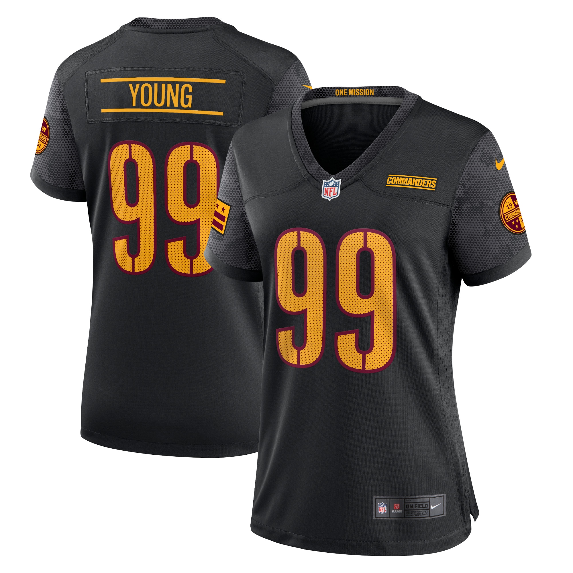 Washington Commanders Chase Young Black Player NFL Jersey Women's