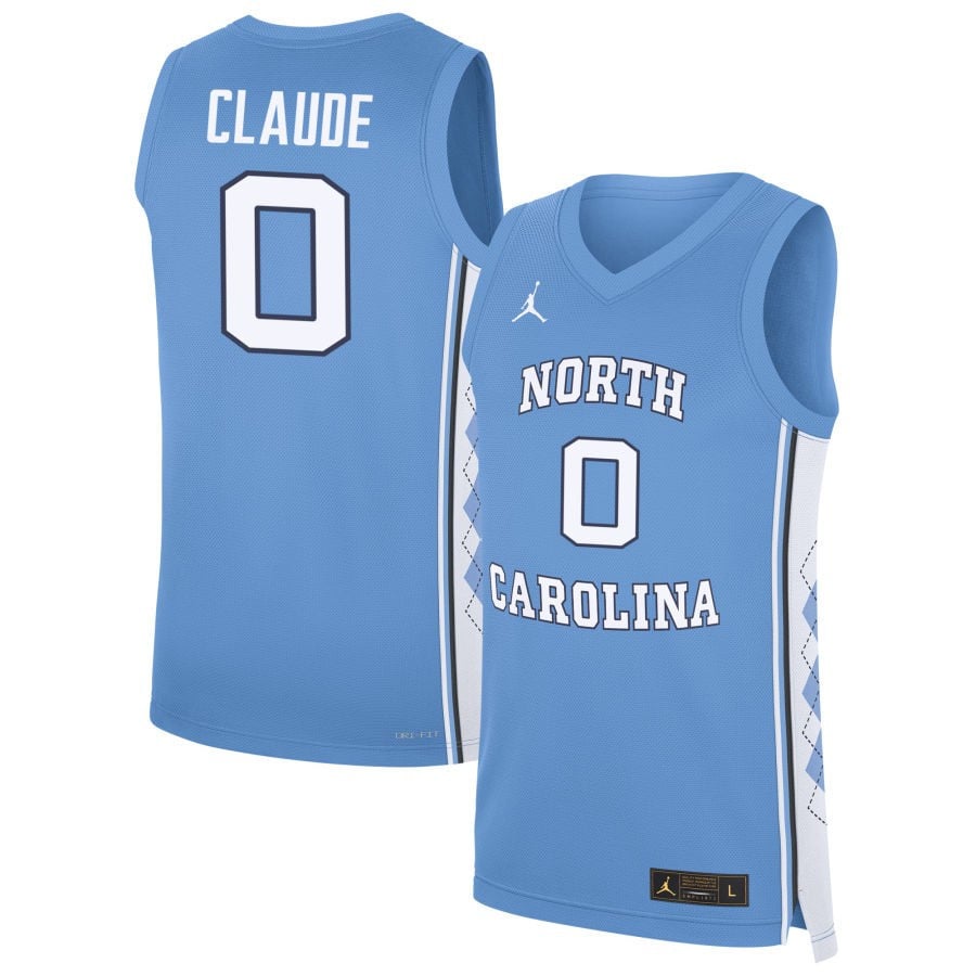 Tyzhaun Claude 0 North Carolina Tar Heels Carolina Blue NCAA Jersey Men's