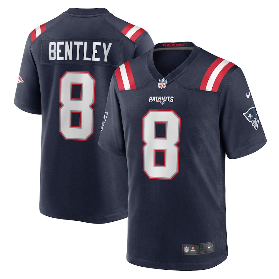Ja'Whaun Bentley 8 New England Patriots Game Navy NFL Jersey Men's