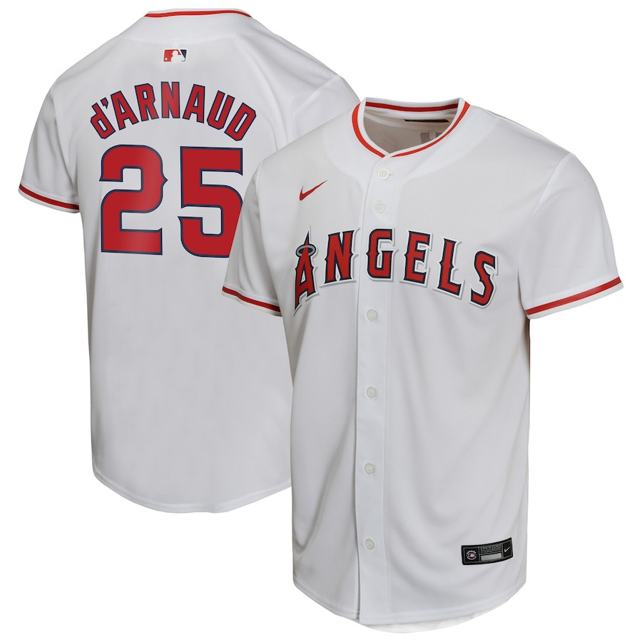 Travis d'Arnaud 25 Los Angeles Angels Home Game Player White MLB Jersey Youth
