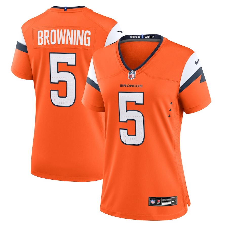 Baron Browning 5 Denver Broncos Team Game Orange NFL Jersey Women's