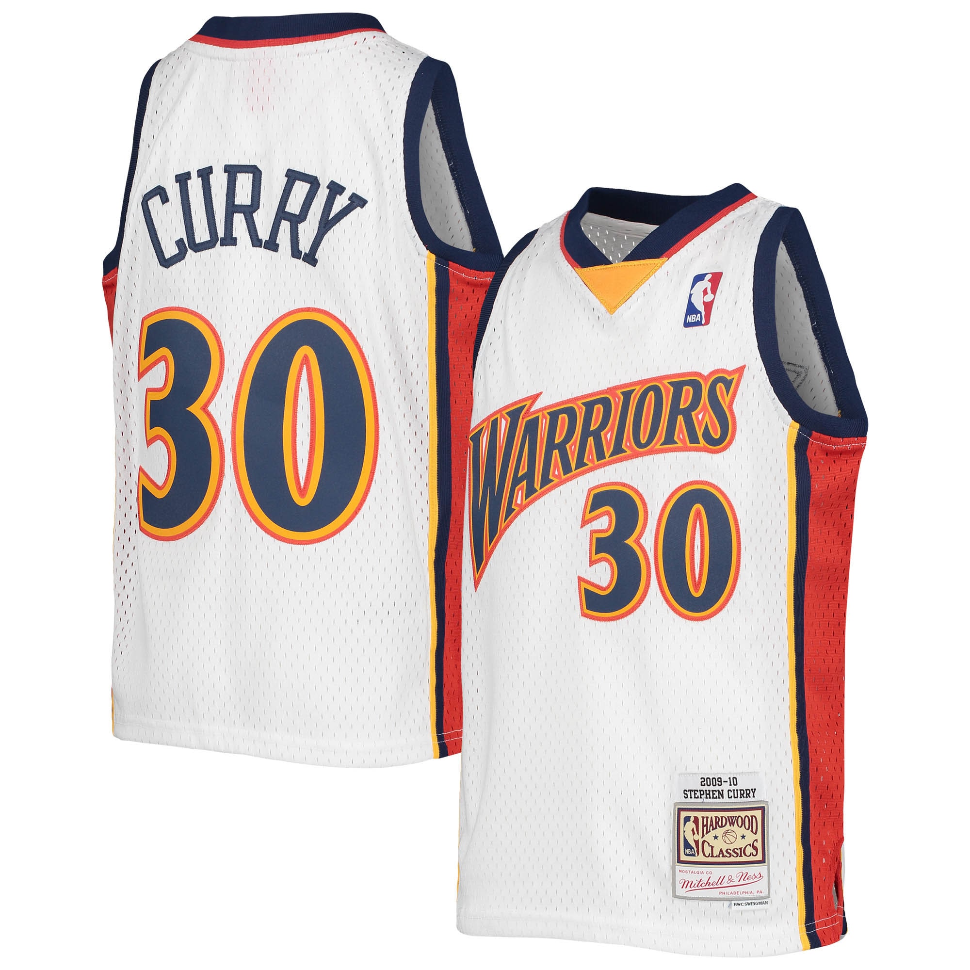 Mitchell Ness Stephen Curr White Golden State Warriors 2009-10 Hardwood Classics Swingman NBA Jersey Youth