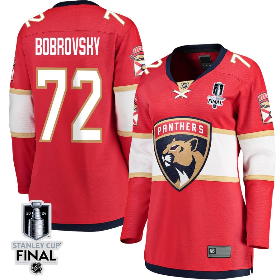 Sergei Bobrovsky 72 Florida Panthers 2024 STANLEY CUP Final Home Breakaway Red NHL Jersey Women's