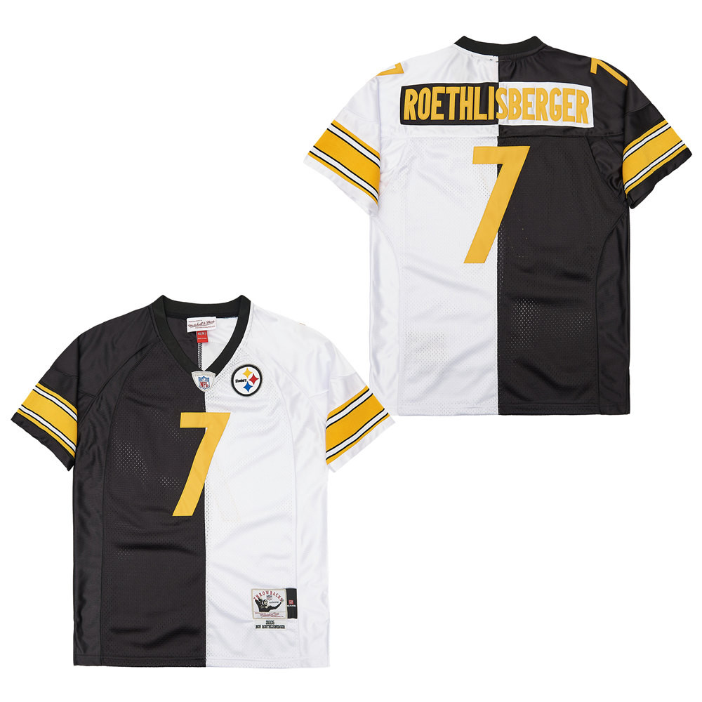 Ben Roethlisberger 7 Pittsburgh Steelers Two-Toned Retro Throwback Black/White NFL Jersey Men's