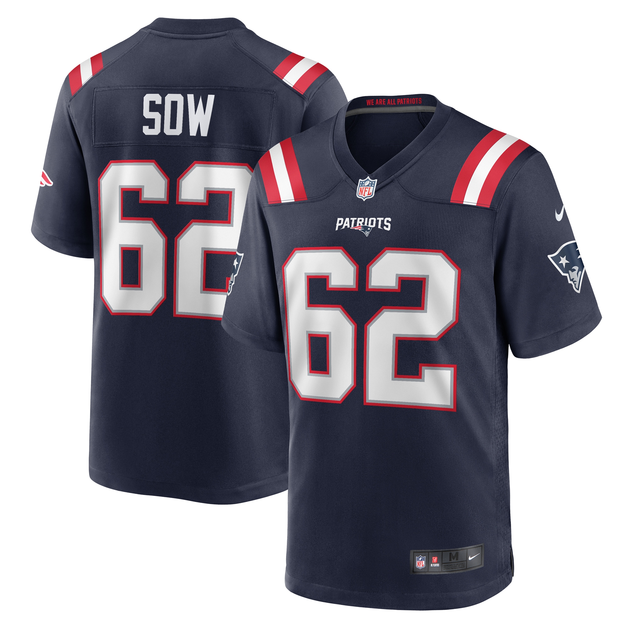 New England Patriots Sidy Sow Navy Team Game NFL Jersey Men's