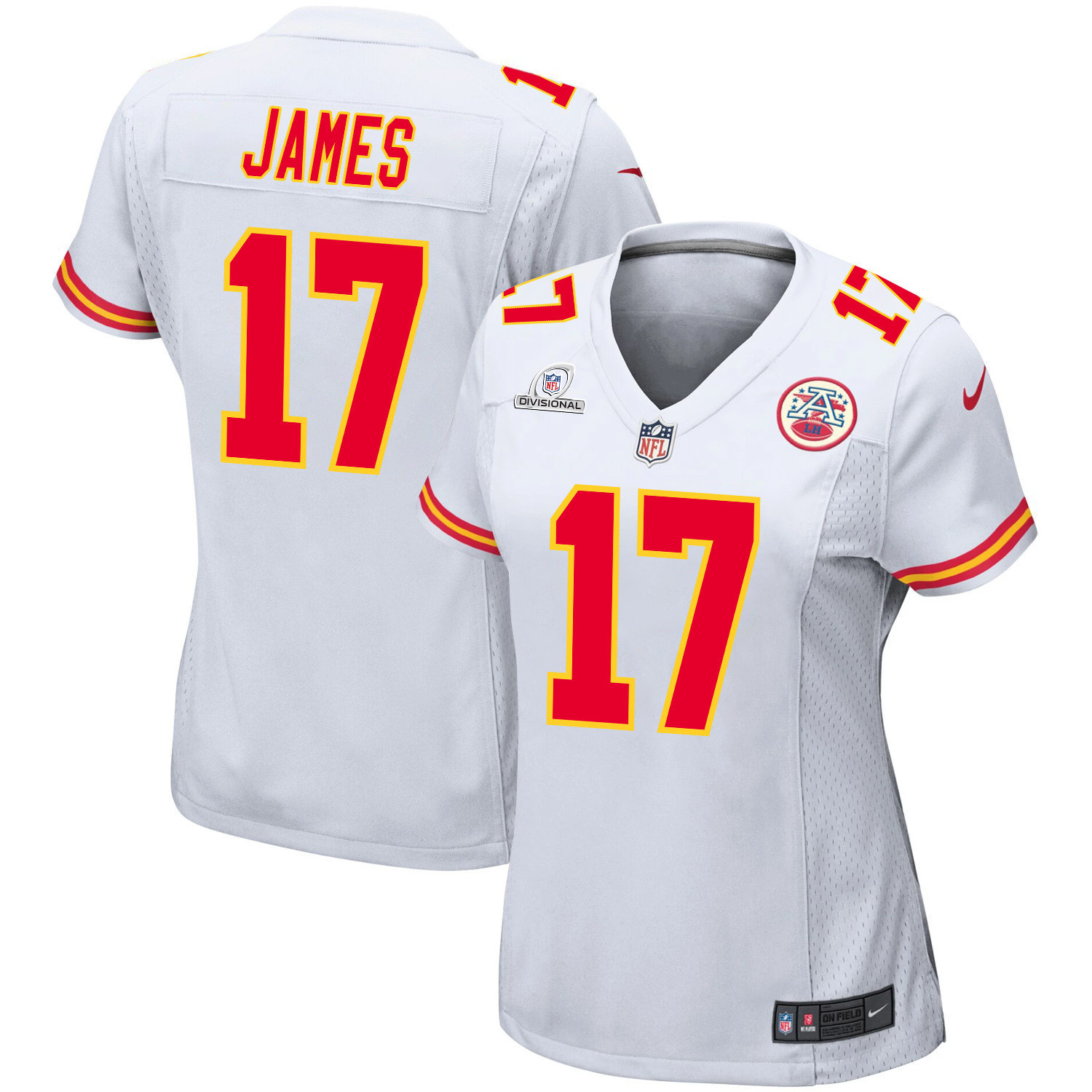 Richie James 17 Kansas City Chiefs Super Bowl LVIII Patch Game White NFL Jersey Women's
