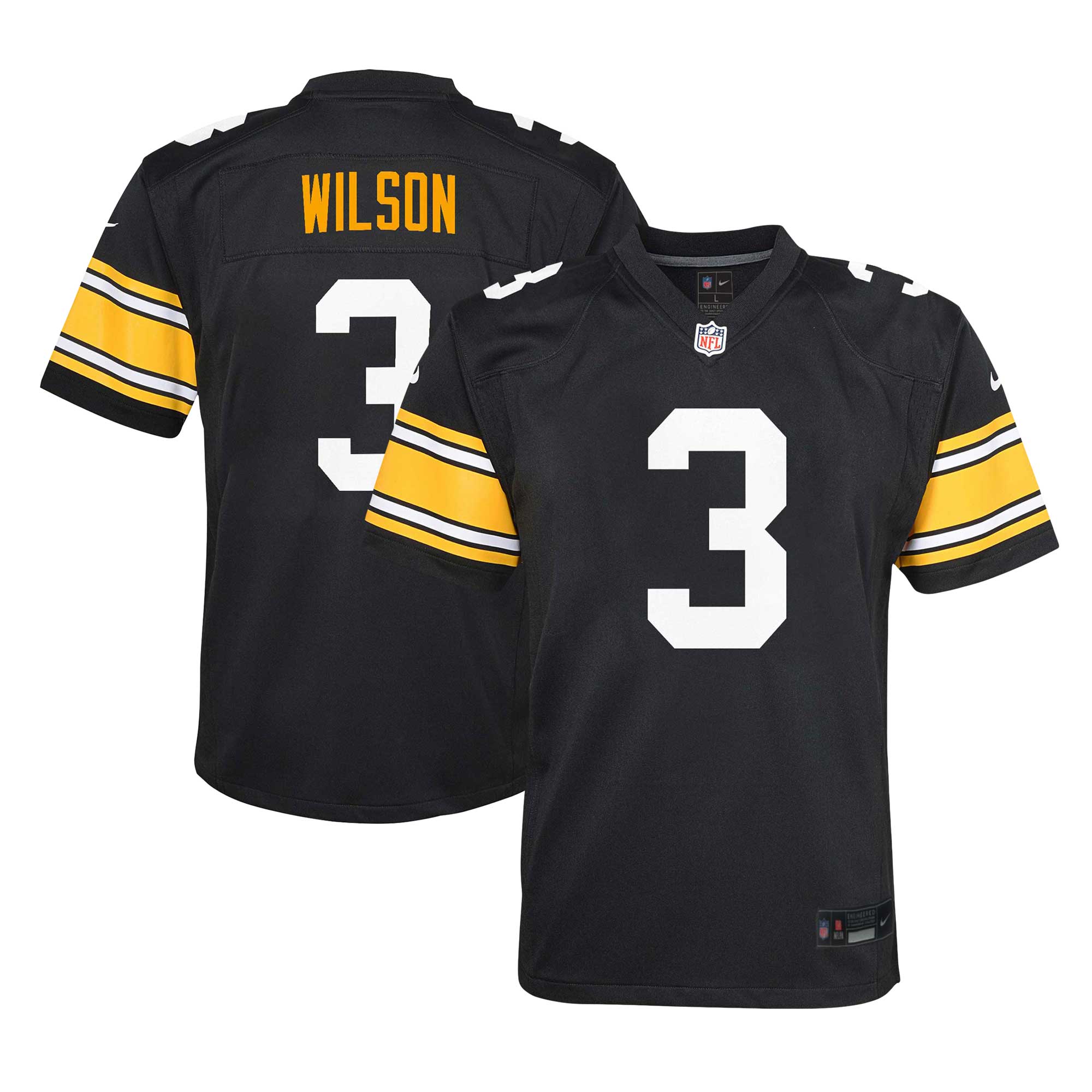Pittsburgh Steelers Russell Wilson Black Alternate Player Game NFL Jersey Youth