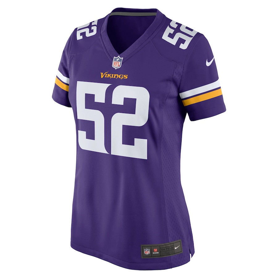 Jihad Ward 52 Minnesota Vikings Team Game Purple NFL Jersey Women's