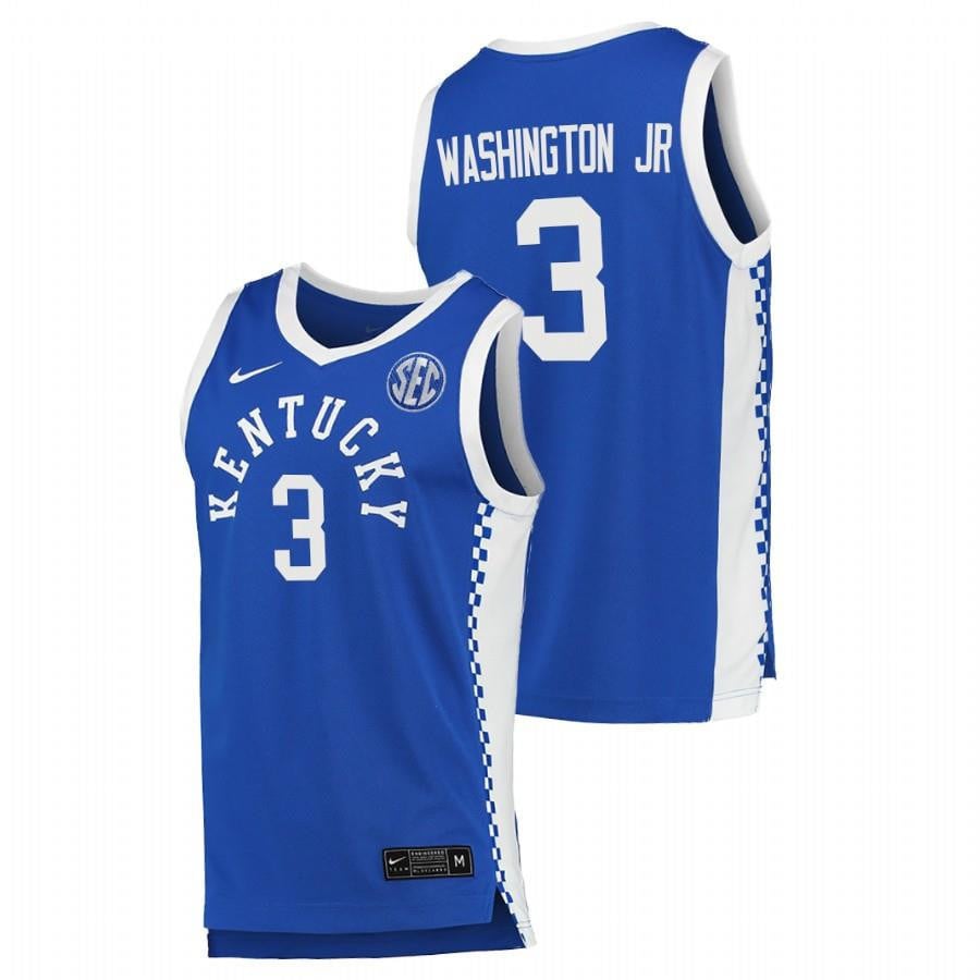 Kentucky Wildcats 3 TyTy Washington Jr. 2023 Royal College NCAA Jersey Men's