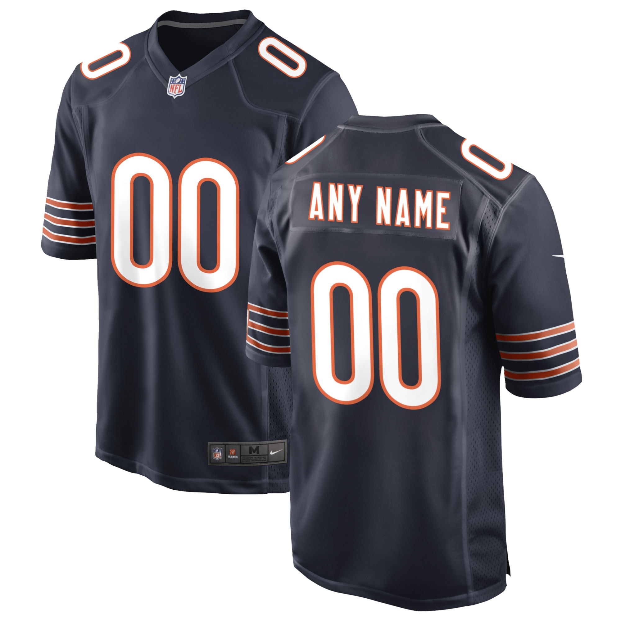 Chicago Bears Navy Custom Game NFL Jersey Men's