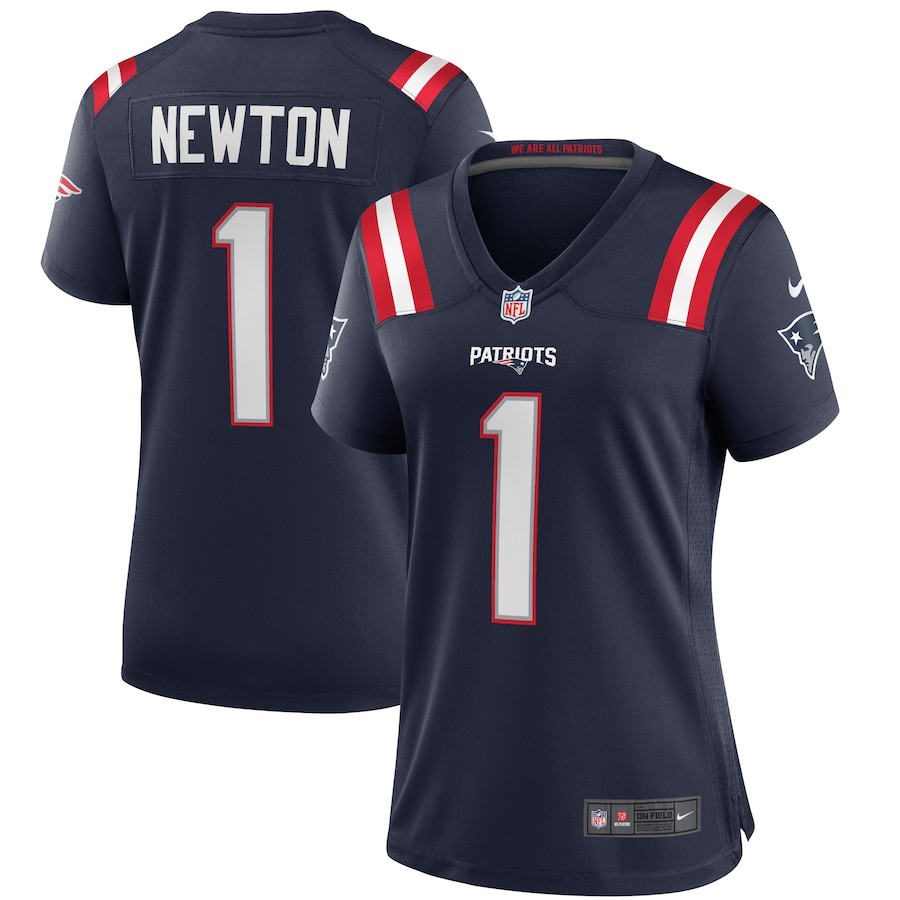Cam Newton 1 New England Patriots Game Navy NFL Jersey Women's
