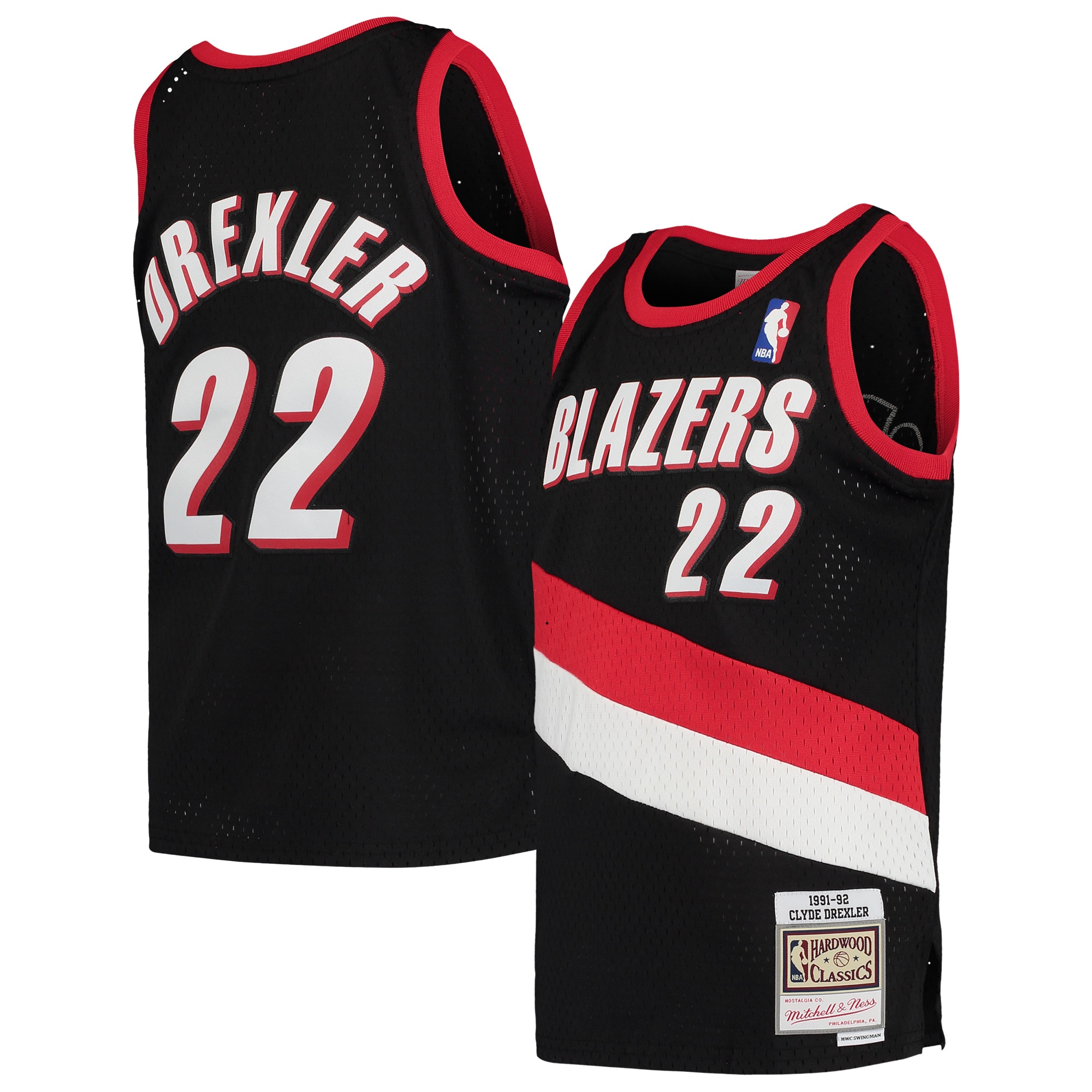 Mitchell Ness Clyde Drexler Black Portland Trail Blazers 1991-92 Hardwood Classics Swingman NBA Jersey Youth