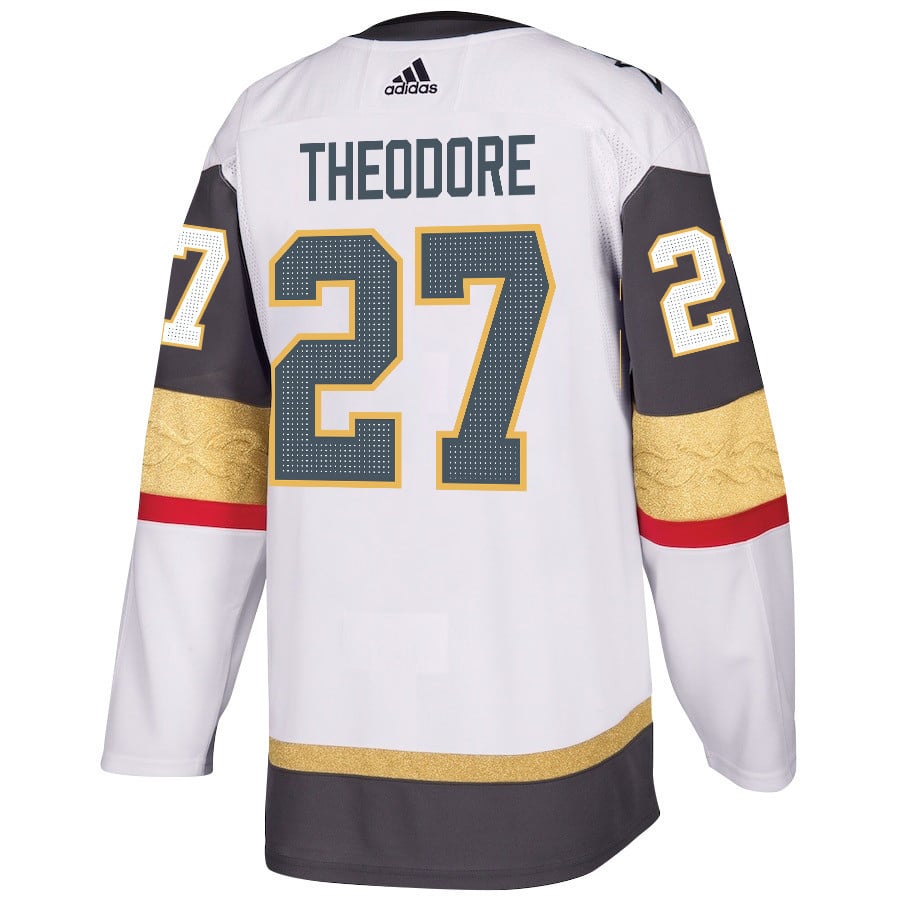 Shea Theodore 27 Vegas Golden Knights Stanley Cup 2023 Champions Patch Away Breakaway White NHL Jersey Men's