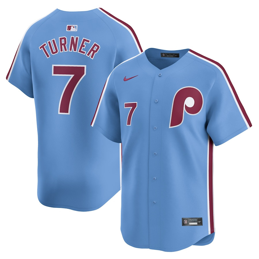 Trea Turner 7 Philadelphia Phillies Alternate Limited Light Blue MLB Jersey Men's