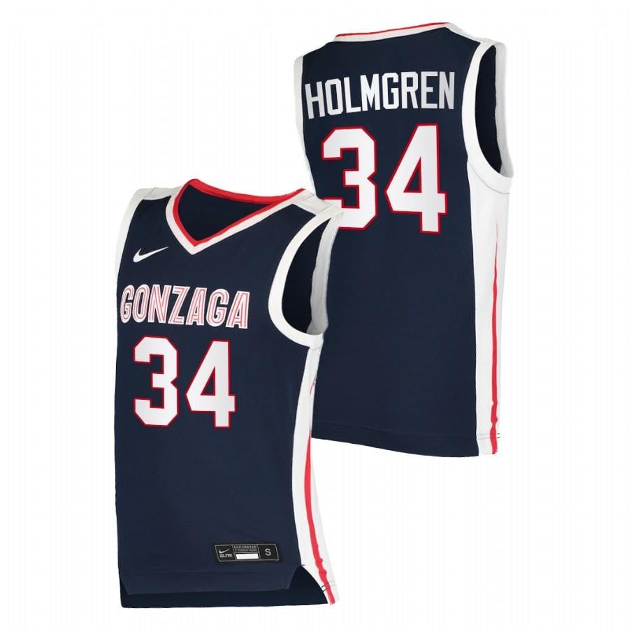 Gonzaga Bulldogs Chet Holmgren 34 Navy 2022 Draft top prospect Elite NCAA Jersey Men's