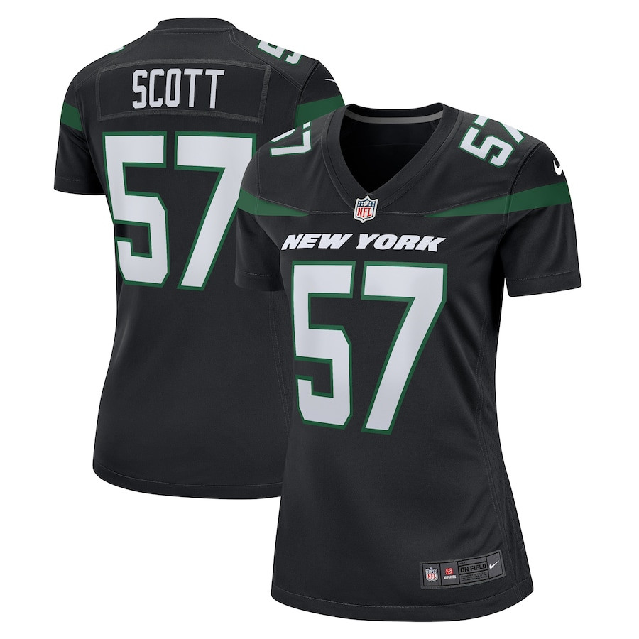 Bart Scott 57 New York Jets Retired Black NFL Jersey Women's
