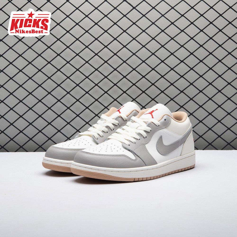 Air Jordan 1 Low Sail College Grey Rattan 553558-169 Unisex