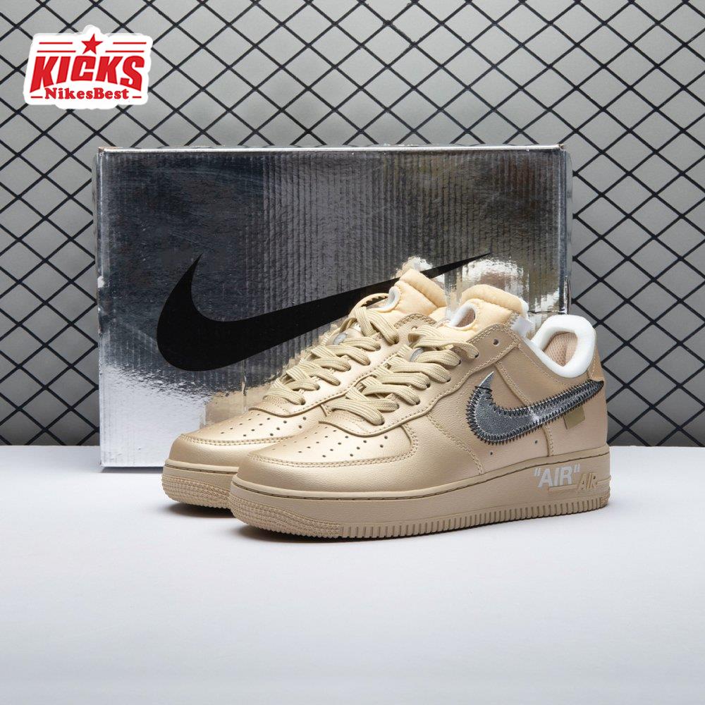 Off-White X Nike Air Force 1 07 Low Metal Gold OW Silver DX1419-900 Unisex