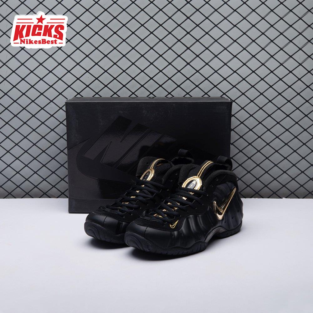 Nike Air Foamposite Pro Black Metallic Gold 624041-009 Unisex