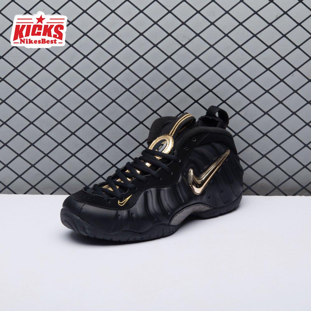 Nike Air Foamposite Pro Black Metallic Gold 624041-009 Unisex