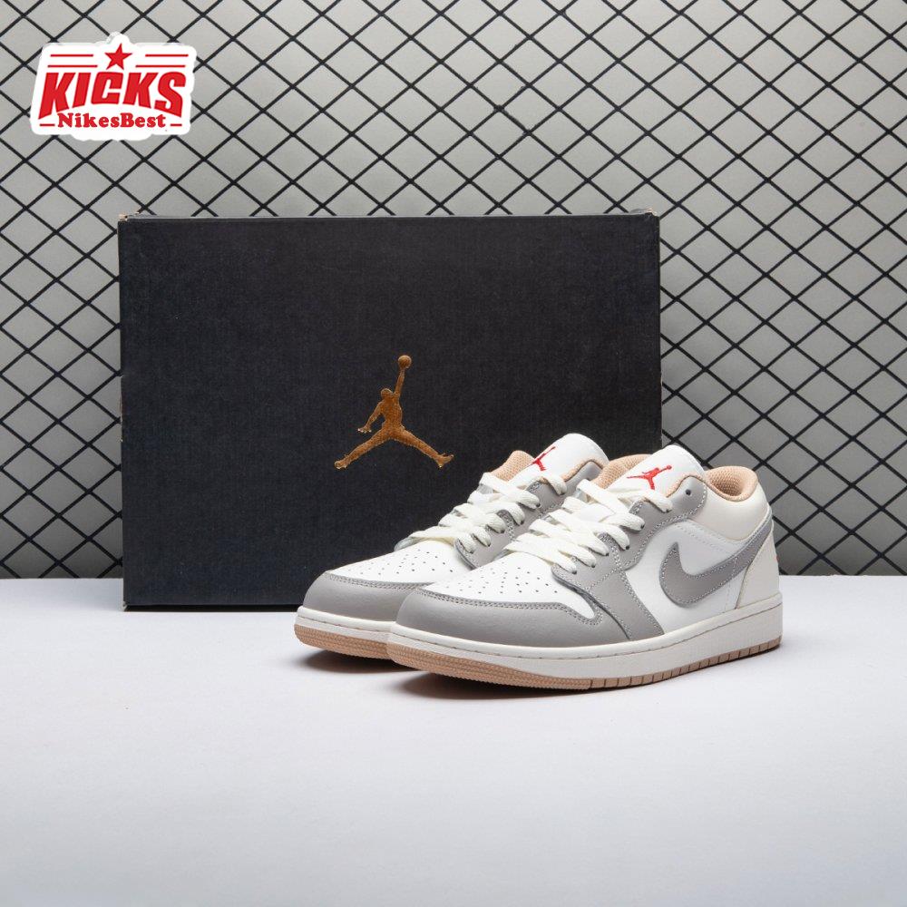 Air Jordan 1 Low Sail College Grey Rattan 553558-169 Unisex