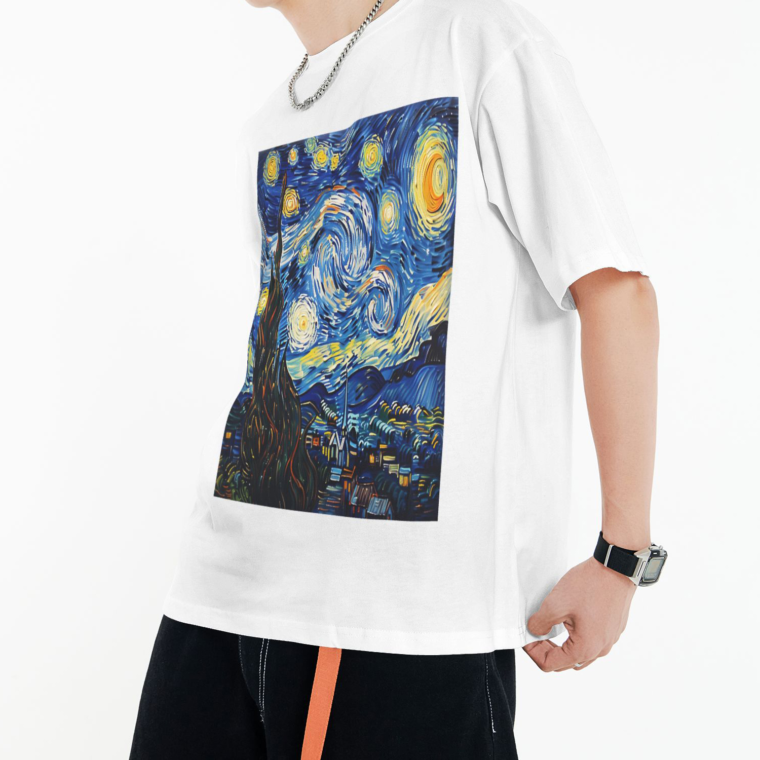 Starry Night Printed Short Sleeve T-Shirt
