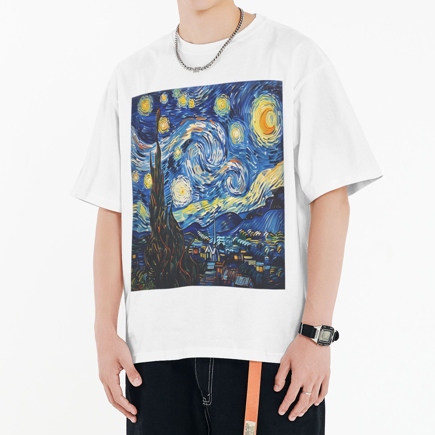 Starry Night Printed Short Sleeve T-Shirt