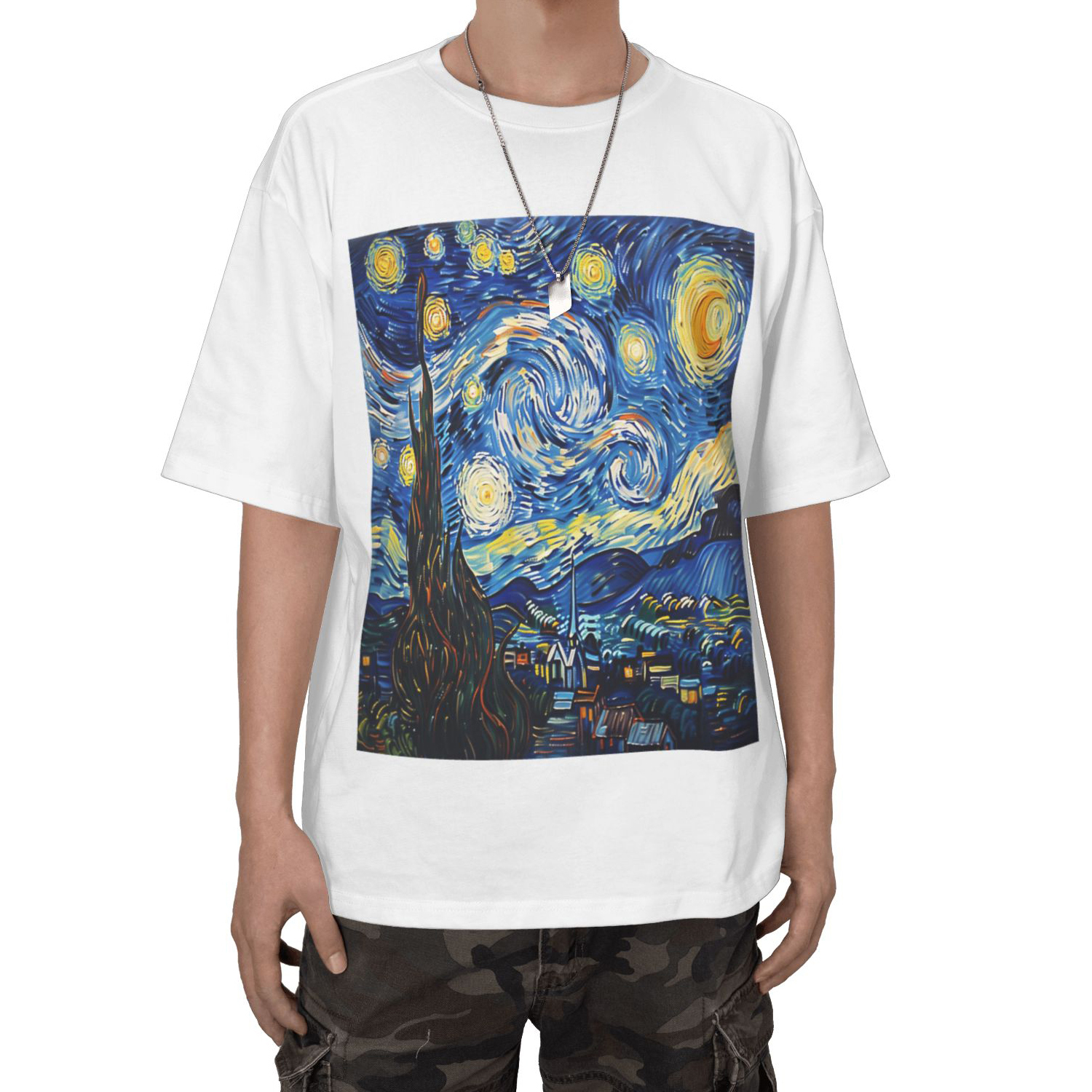 Starry Night Printed Short Sleeve T-Shirt