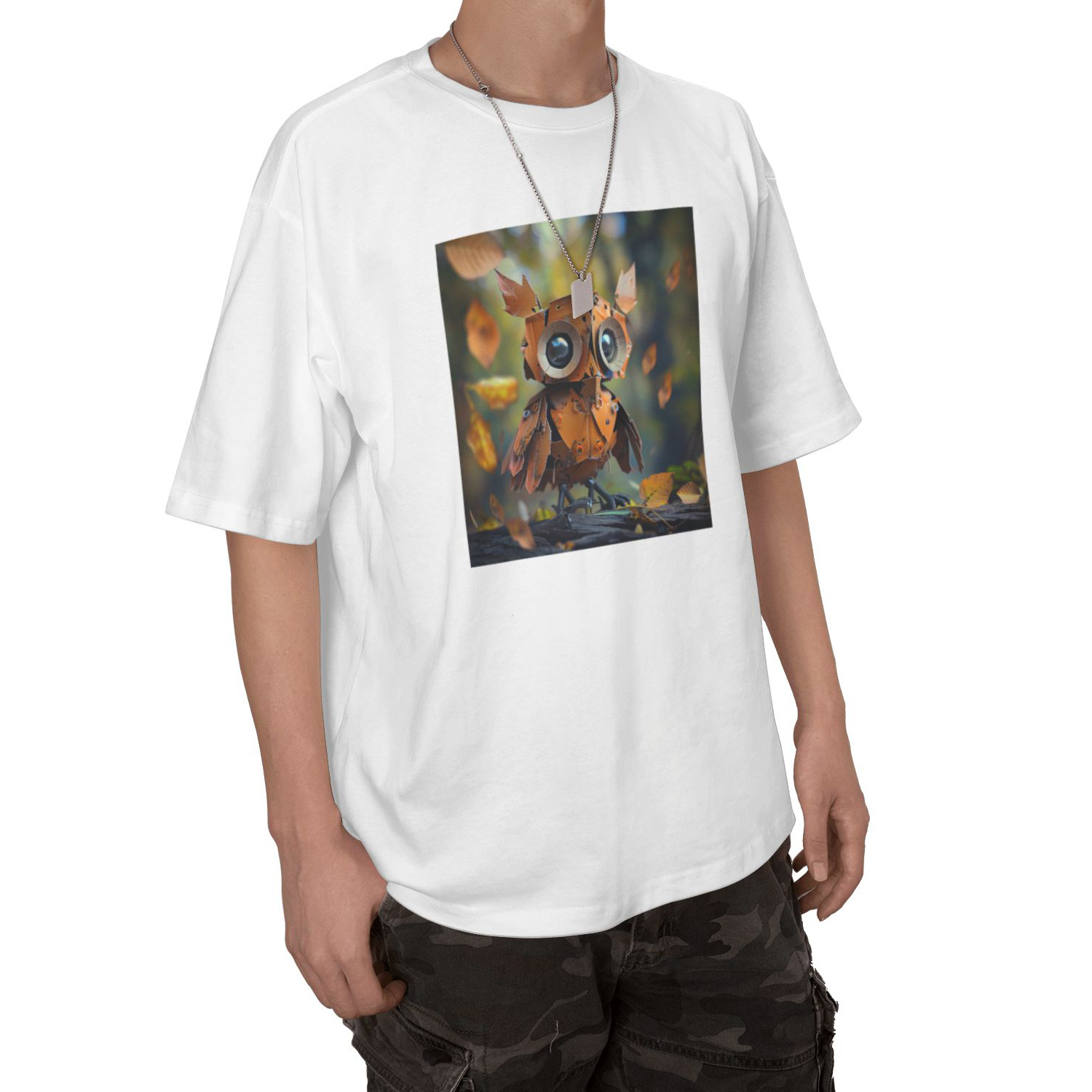 Whimsical Autumn Owl T-Shirt Short Sleeve Tee