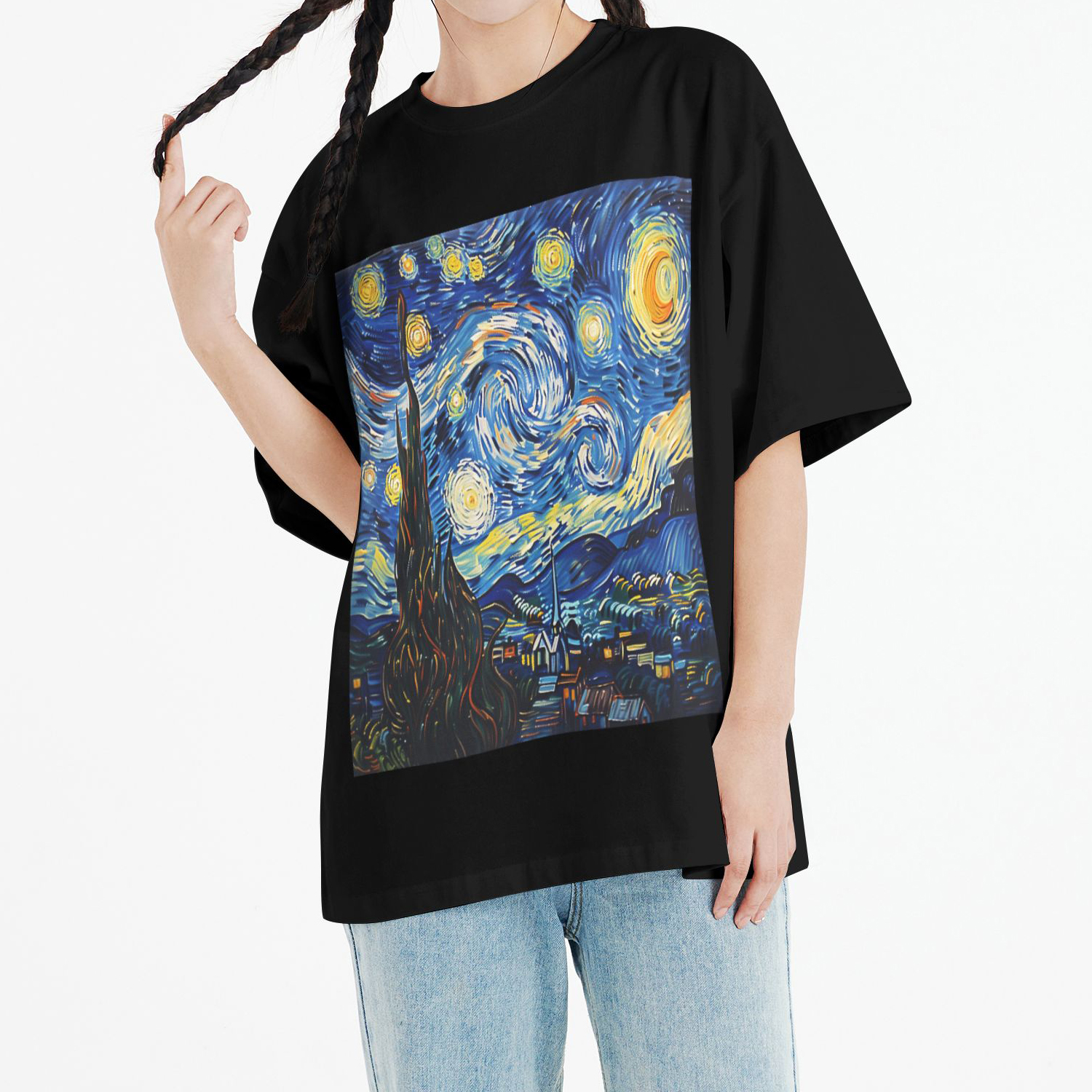 Starry Night Printed Short Sleeve T-Shirt
