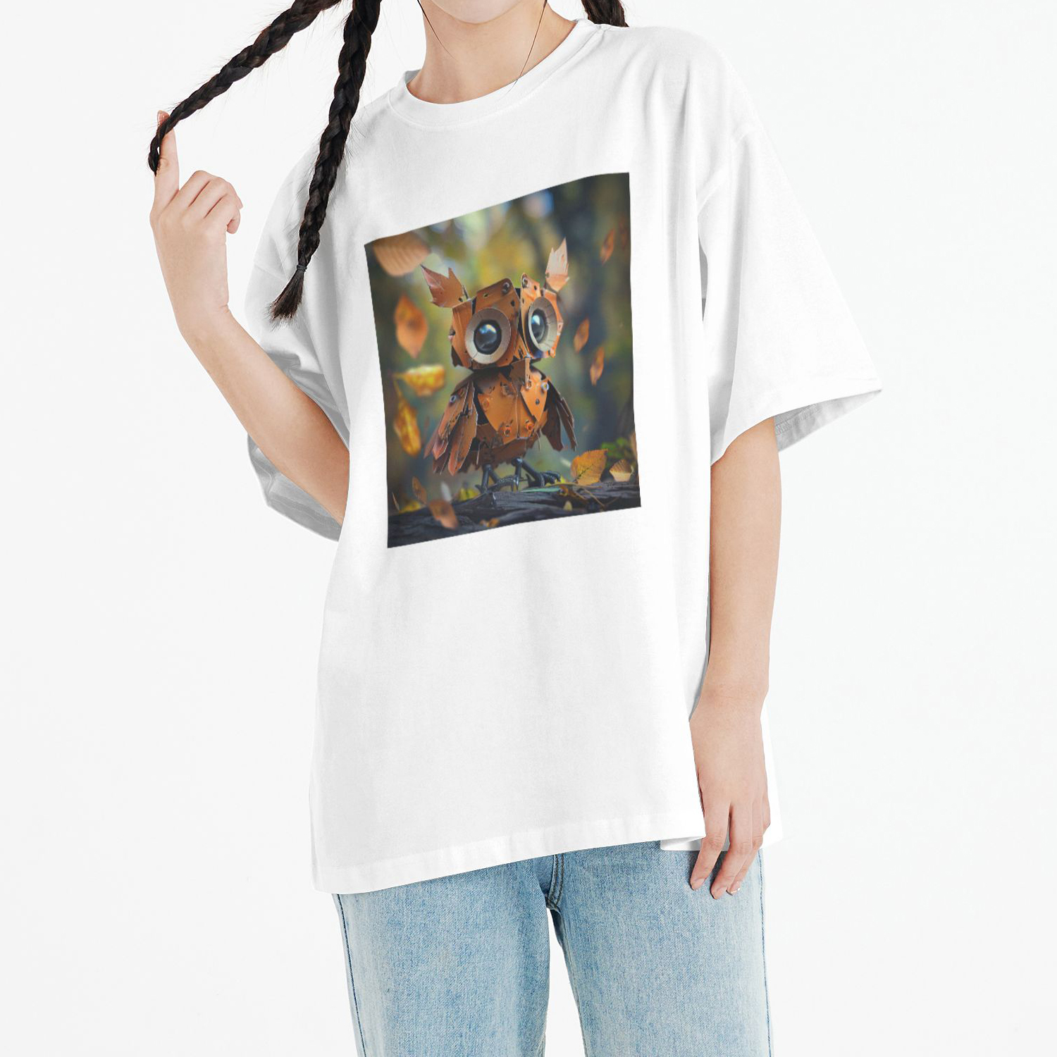 Whimsical Autumn Owl T-Shirt Short Sleeve Tee