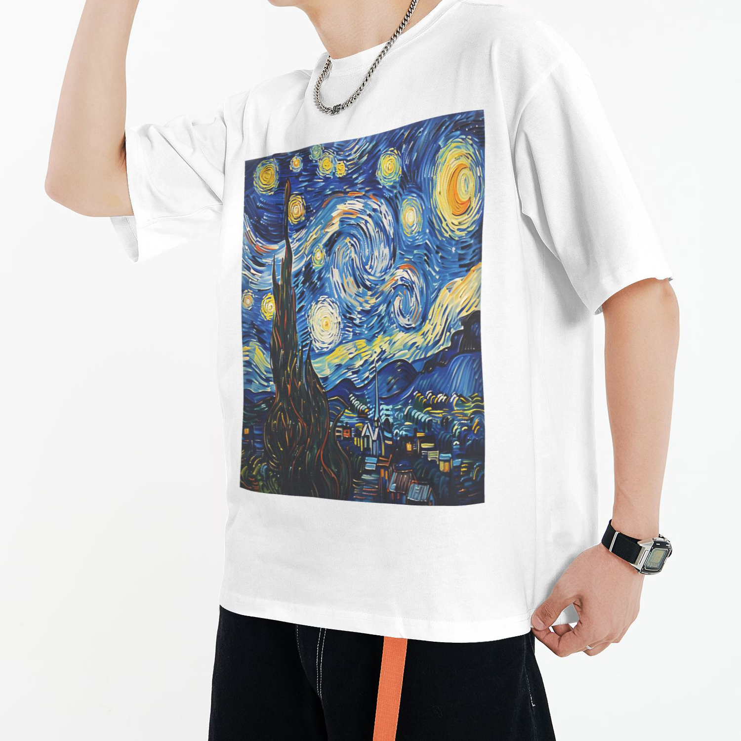 Starry Night Printed Short Sleeve T-Shirt