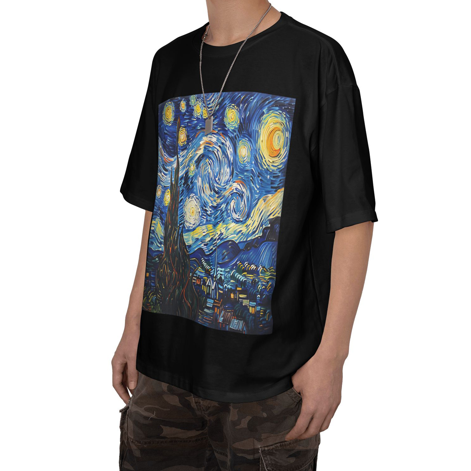 Starry Night Printed Short Sleeve T-Shirt