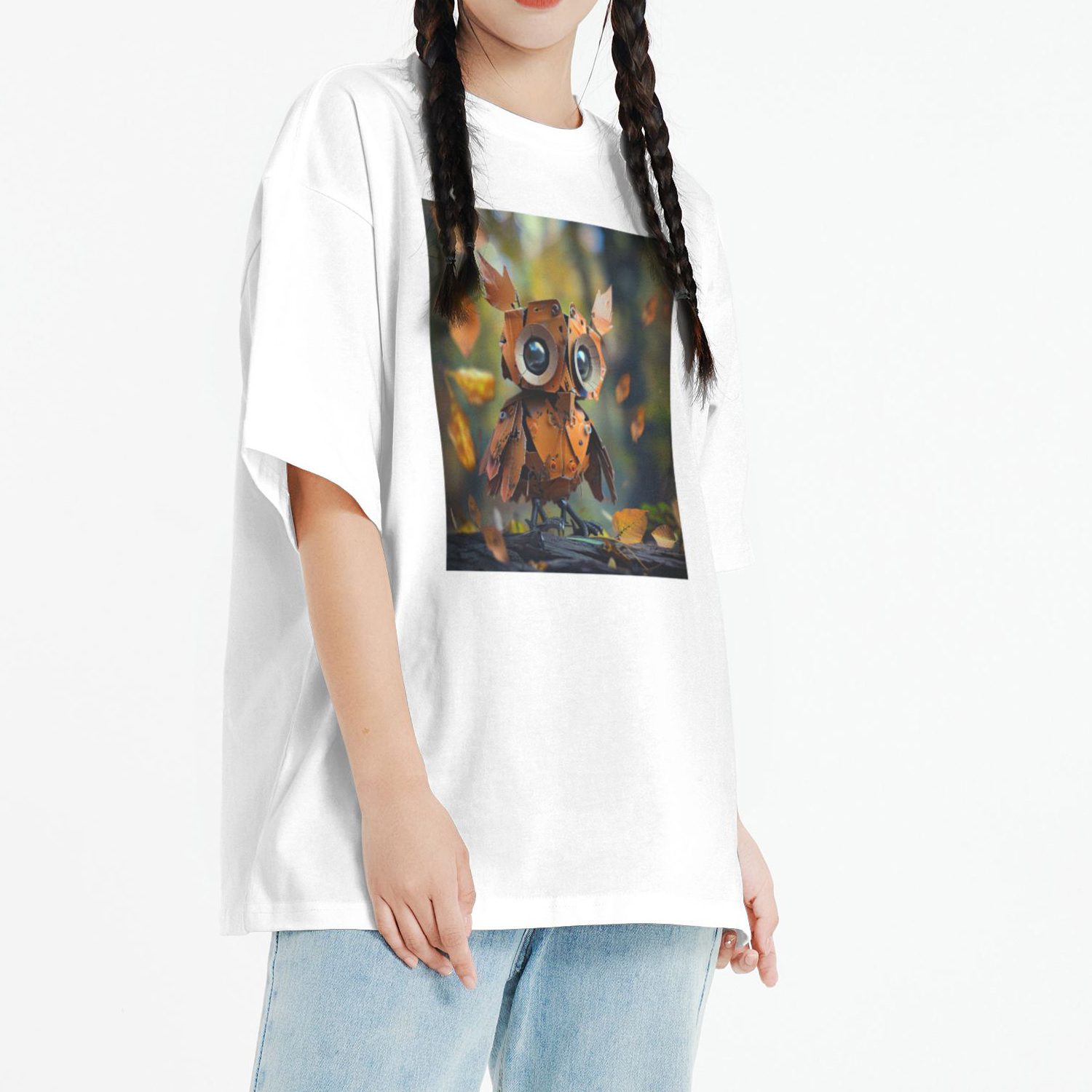 Whimsical Autumn Owl T-Shirt Short Sleeve Tee