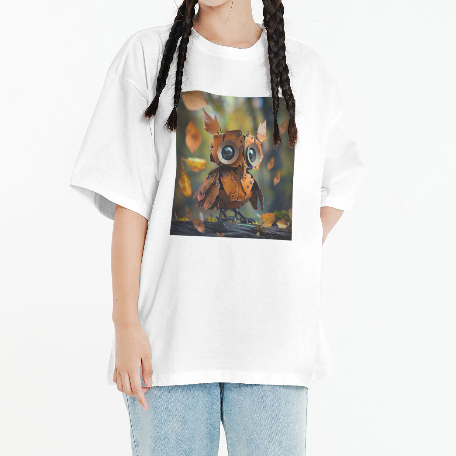 Whimsical Autumn Owl T-Shirt Short Sleeve Tee