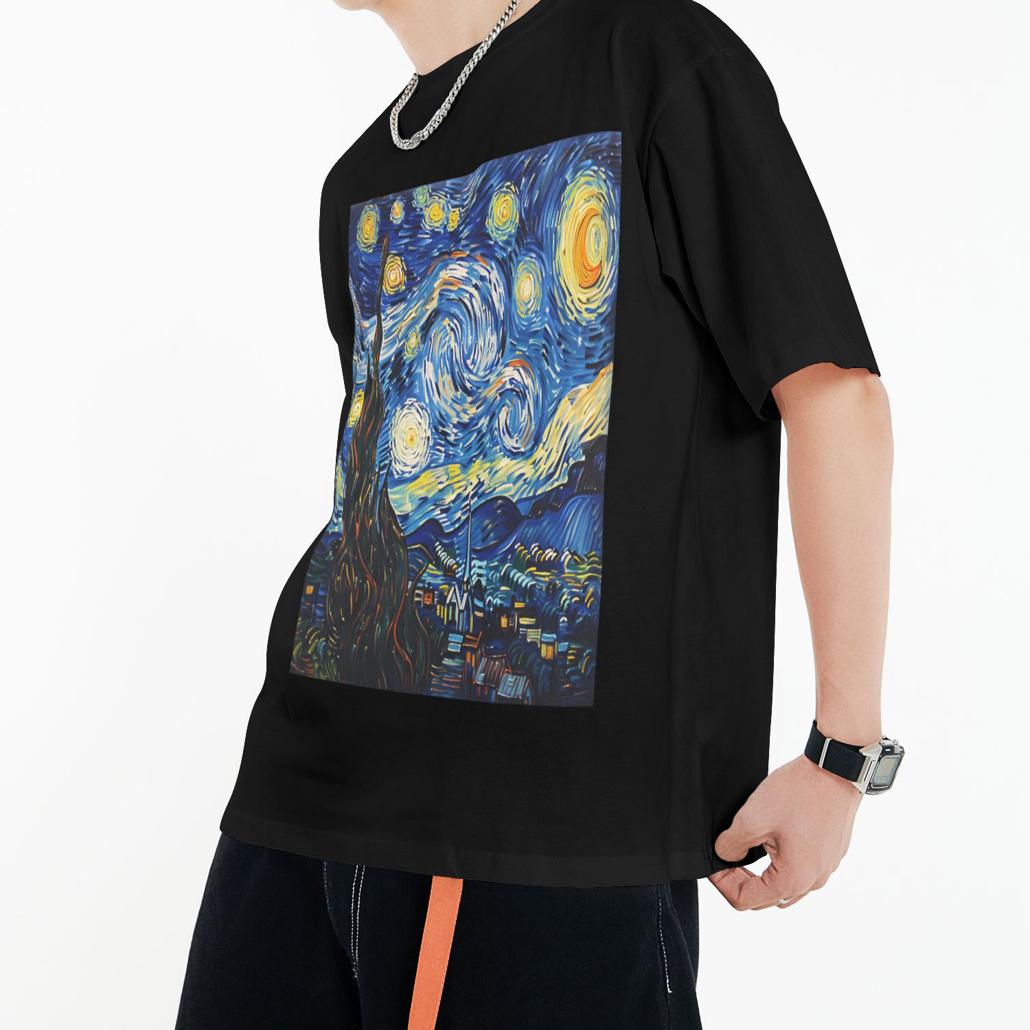 Starry Night Printed Short Sleeve T-Shirt