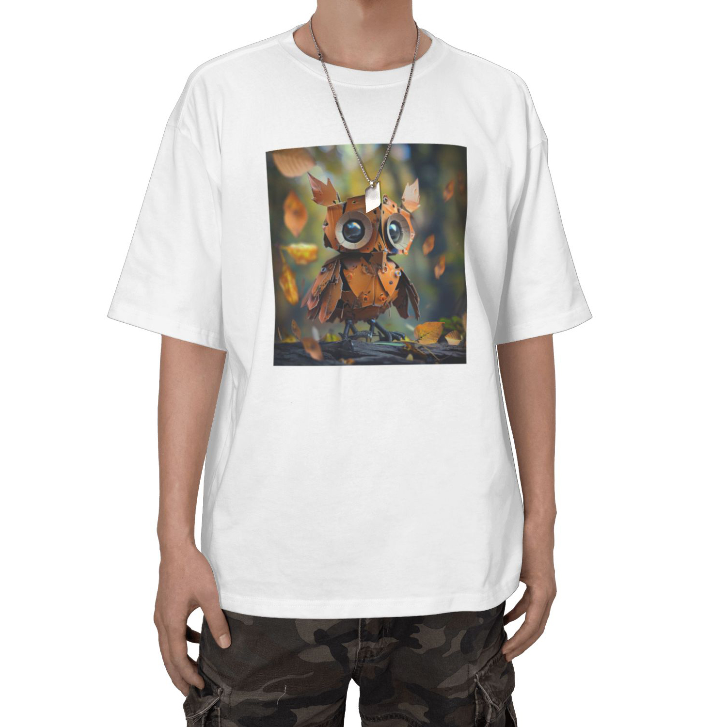 Whimsical Autumn Owl T-Shirt Short Sleeve Tee