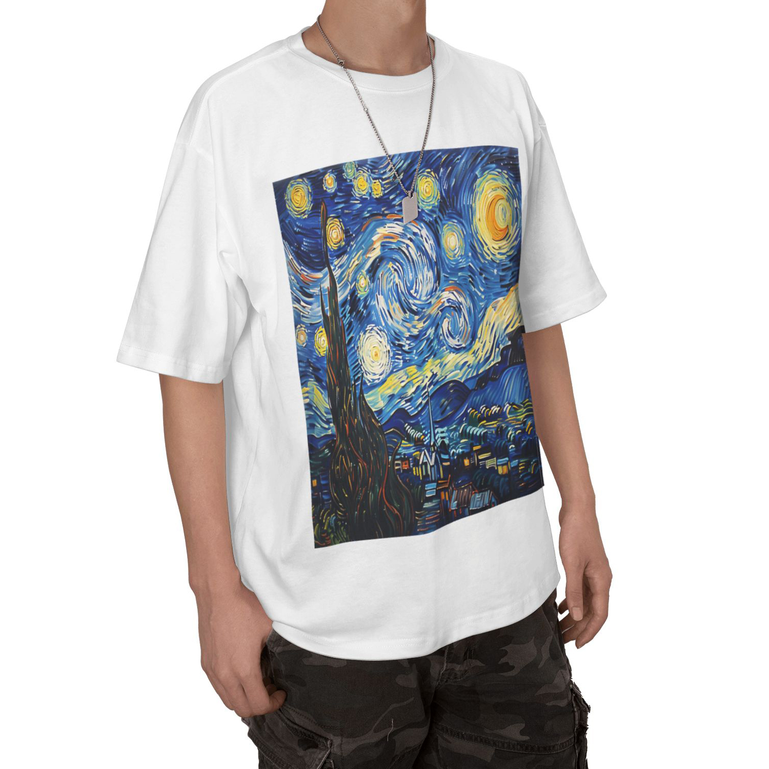Starry Night Printed Short Sleeve T-Shirt