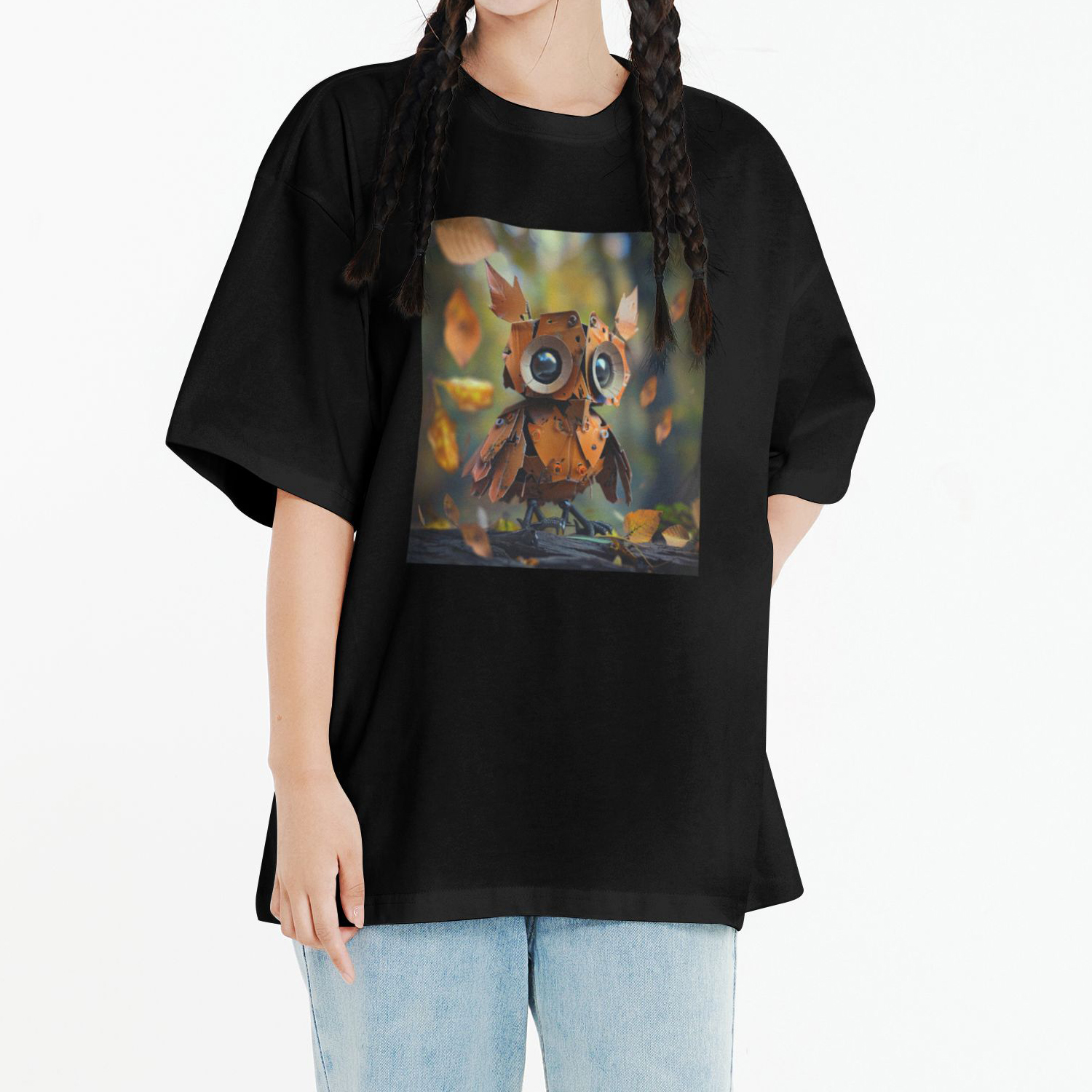 Whimsical Autumn Owl T-Shirt Short Sleeve Tee