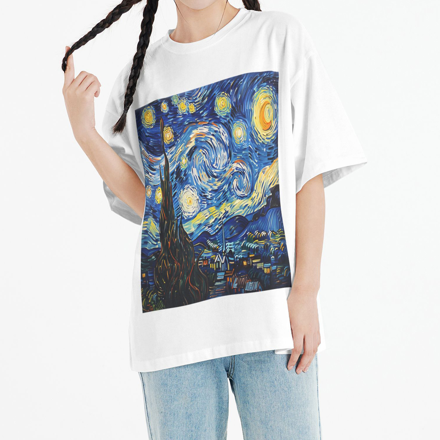 Starry Night Printed Short Sleeve T-Shirt