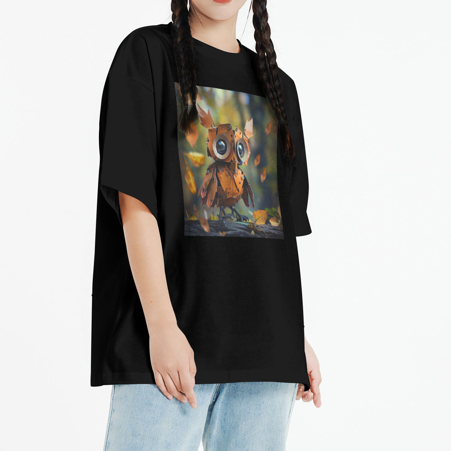 Whimsical Autumn Owl T-Shirt Short Sleeve Tee