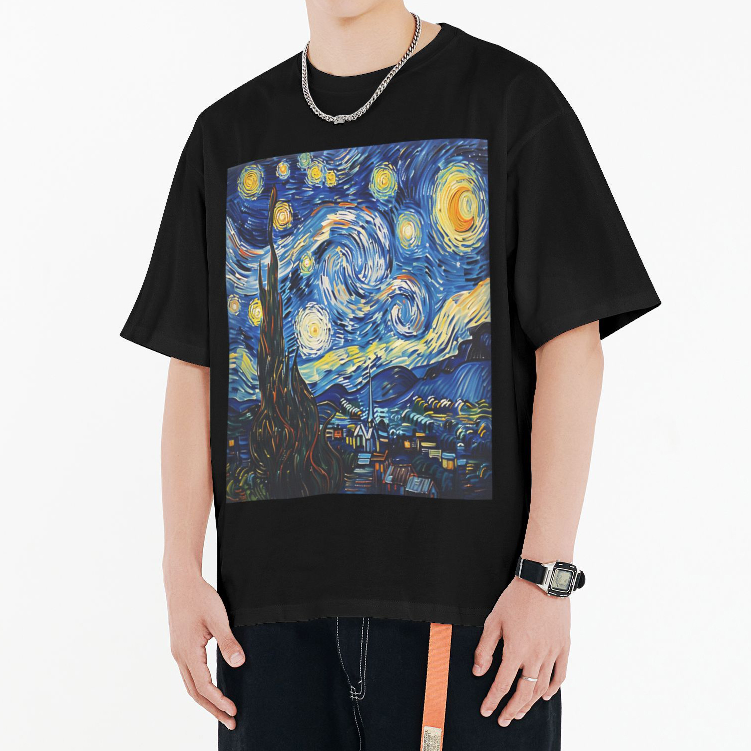 Starry Night Printed Short Sleeve T-Shirt