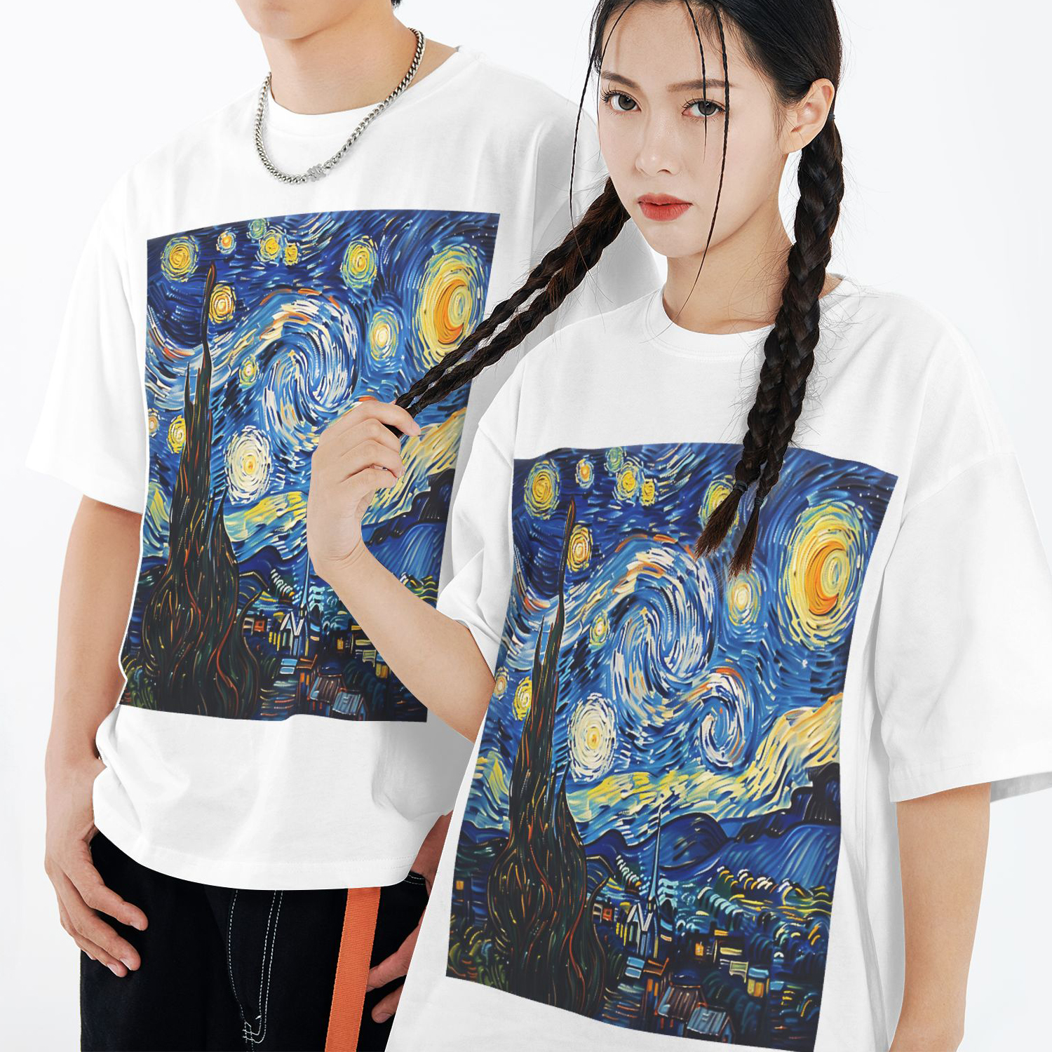 Starry Night Printed Short Sleeve T-Shirt